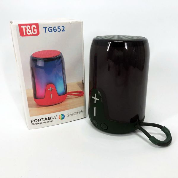 Портативная колонка TG652 5W с RGB подсветкой и ремешком, колонка с аккумулятором блютуз. Цвет: зеленый 460687 фото