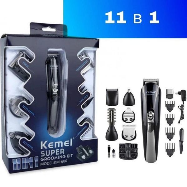 Триммер мужской Kemei KM-600 универсальный 11 в 1 для стрижки волос и бритья бороды и носа 299748 фото