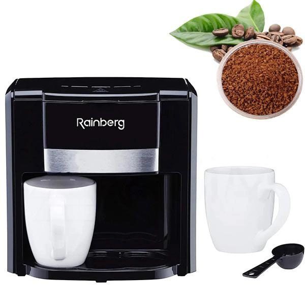 Кавоварка краплинна Rainberg RB-613 (0,3 л, 500 Вт) з двома керамічними чашками, маленька кофемашина 365790 фото