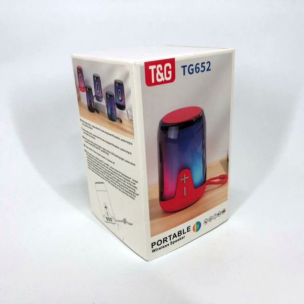 Портативна колонка TG652 5W з RGB підсвічуванням та ремінцем, акумуляторна колонка для музики. Колір: чорний 460689 фото