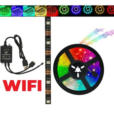 Світлодіодна стрічка SMD 5050 RGB LED 5 м IP65 з bluetooth wifi контролем. USB підключення 173759 фото