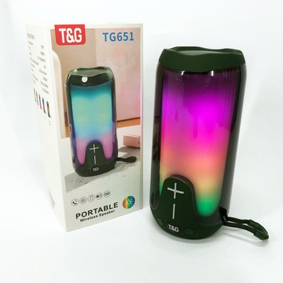 Bluetooth-колонка TG651 с RGB ПОДСВЕТКОЙ, Bluetooth колонка для хорошей музыки. Цвет: зеленый 460697 фото