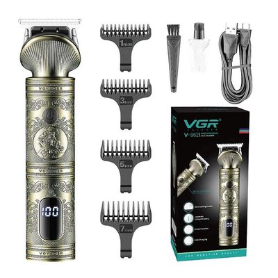 Акумуляторна машинка для стрижки волосся VGR V-962 тример для бороди та вусів зі змінними насадками 1-7 мм 345664 фото
