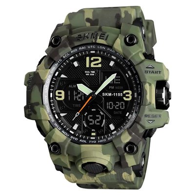Годинник наручний чоловічий SKMEI 1155BCMGN GREEN CAMO, брендовий чоловічий годинник. Колір: зелений камуфляж 337910 фото