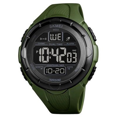 Годинник наручний чоловічий SKMEI 1656GN ARMY GREEN, годинник наручний електронний тактичний. Колір: зелений 340516 фото