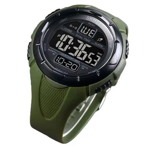 Часы наручные мужские SKMEI 1656GN ARMY GREEN, часы наручные электронные тактические. Цвет: зеленый 340516 фото