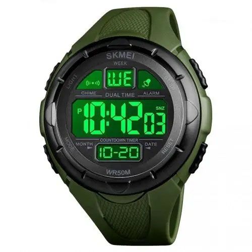 Часы наручные мужские SKMEI 1656GN ARMY GREEN, часы наручные электронные тактические. Цвет: зеленый 340516 фото