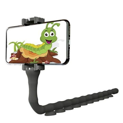 Гнучкий тримач для телефону з універсальними присосками Cute Worm Lazy Holder. Колір: чорний 104367 фото