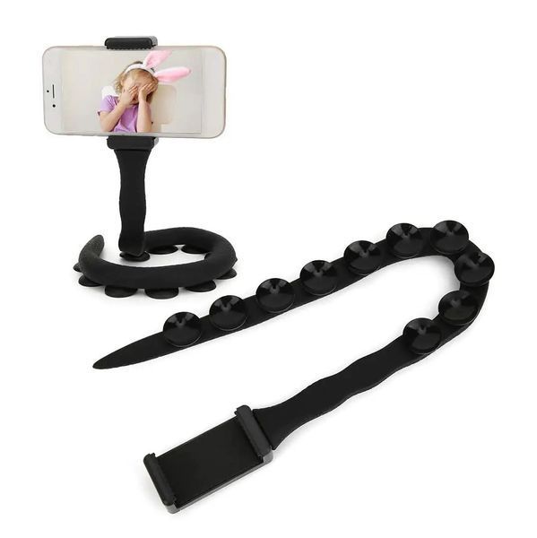 Гнучкий тримач для телефону з універсальними присосками Cute Worm Lazy Holder. Колір: чорний 104367 фото