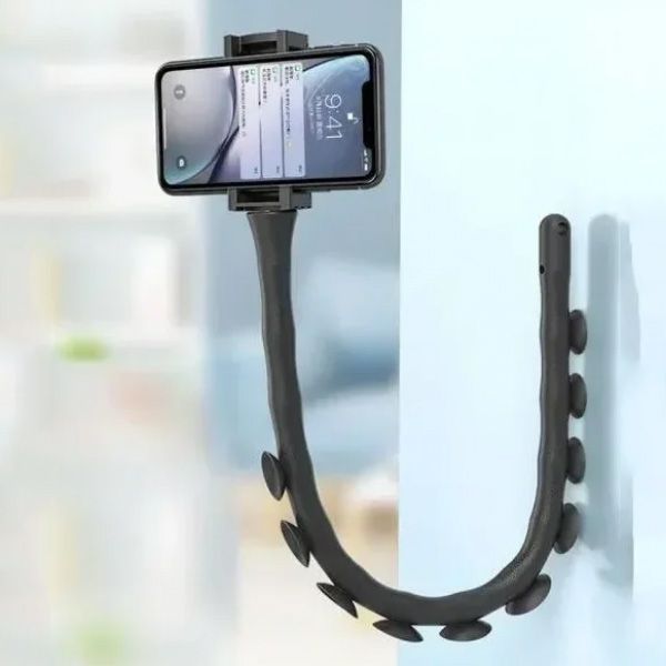 Гнучкий тримач для телефону з універсальними присосками Cute Worm Lazy Holder. Колір: чорний 104367 фото