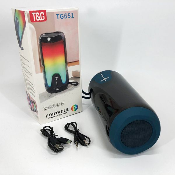 Bluetooth-колонка TG651 с RGB ПОДСВЕТКОЙ, аккумуляторная колонка для музыки, для вечеринки. Цвет: синий 460698 фото