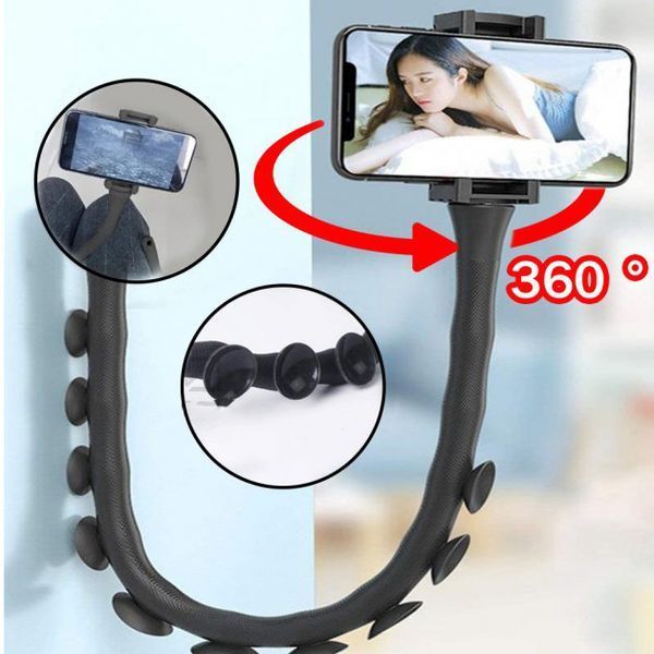 Гнучкий тримач для телефону з універсальними присосками Cute Worm Lazy Holder. Колір: чорний 104367 фото