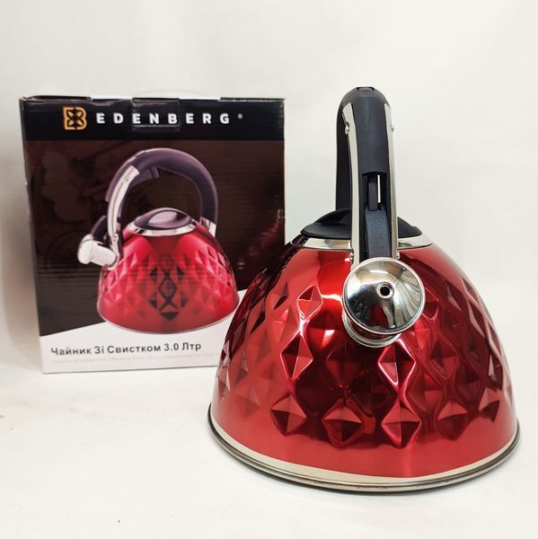 Чайник из нержавеющей стали Edenberg EB-8833 со свистком с индукционным дном 3л Red 853931 фото