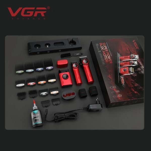 Профессиональный набор для барберов VGR Stepless Pro 3 in 1 RED 736757 фото
