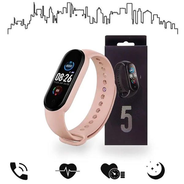 Смарт браслет M5 Smart Bracelet Фитнес трекер Watch Bluetooth. Цвет: розовый 12046 фото