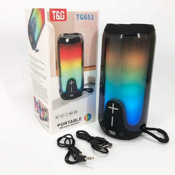 Bluetooth-колонка TG651 с RGB ПОДСВЕТКОЙ, аккумуляторная колонка для музыки, для вечеринки. Цвет: черный 460699 фото