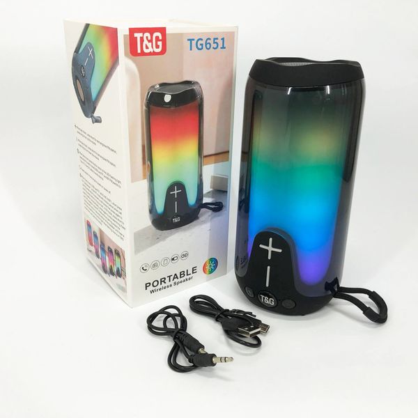 Bluetooth-колонка TG651 с RGB ПОДСВЕТКОЙ, аккумуляторная колонка для музыки, для вечеринки. Цвет: черный 460699 фото