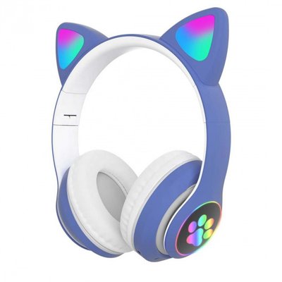Бездротові навушники LED з котячими вушками CAT STN-28. Колір: синій 91641 фото