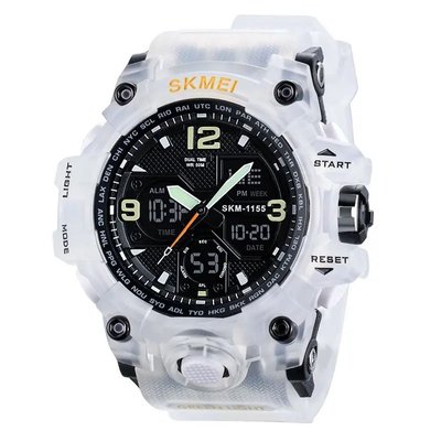 Годинник наручний чоловічий SKMEI 1155BWT, наручний годинник для військових, фірмовий спортивний годинник. Колір: білий 337913 фото