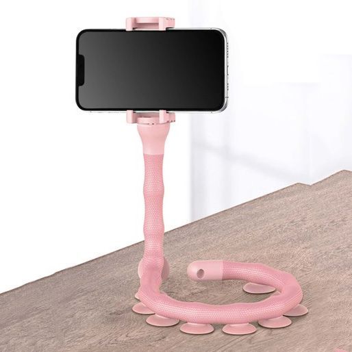 Гибкий держатель для телефона с присосками универсальный Cute Worm Lazy Holder. Цвет: розовый 104391 фото