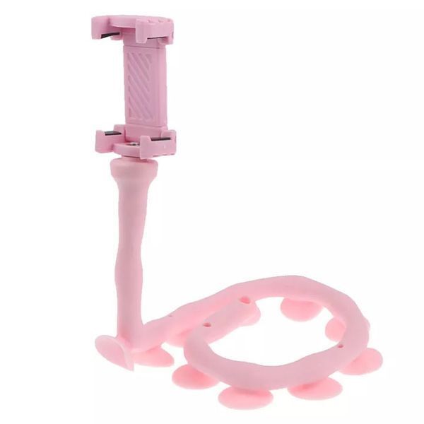 Гибкий держатель для телефона с присосками универсальный Cute Worm Lazy Holder. Цвет: розовый 104391 фото
