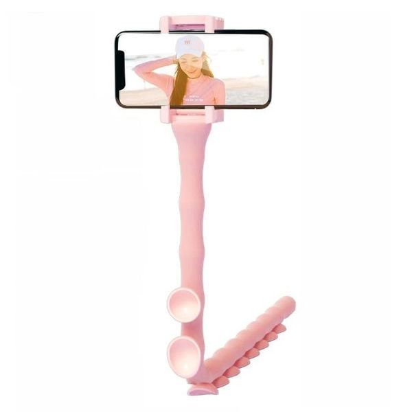 Гибкий держатель для телефона с присосками универсальный Cute Worm Lazy Holder. Цвет: розовый 104391 фото