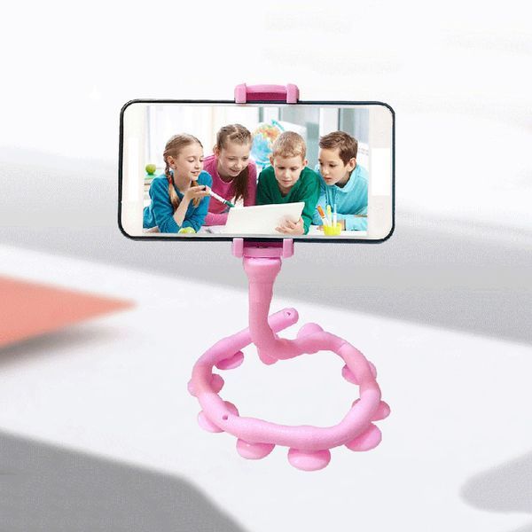 Гибкий держатель для телефона с присосками универсальный Cute Worm Lazy Holder. Цвет: розовый 104391 фото