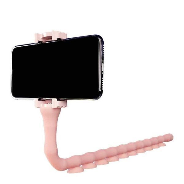 Гибкий держатель для телефона с присосками универсальный Cute Worm Lazy Holder. Цвет: розовый 104391 фото