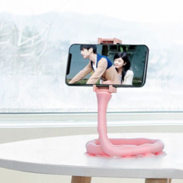Гибкий держатель для телефона с присосками универсальный Cute Worm Lazy Holder. Цвет: розовый 104391 фото