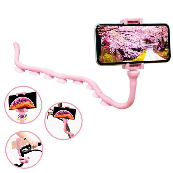 Гибкий держатель для телефона с присосками универсальный Cute Worm Lazy Holder. Цвет: розовый 104391 фото