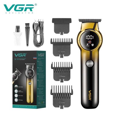 Тример для бороди та вусів VGR V989-7000 об/хв Машинка для стрижки, окантування кераміка+сталь. Колір: чорний 345687 фото
