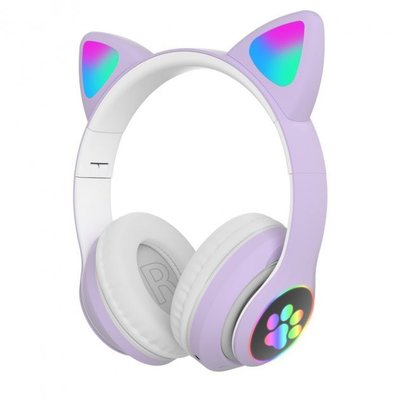 Бездротові навушники LED з котячими вушками CAT STN-28. Колір: фіолетовий 91642 фото
