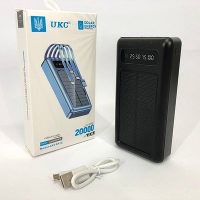 Портативний зарядний пристрій на 20000mAh, Power Bank на сонячній батареї, для планшета. Колір: чорний 318230 фото