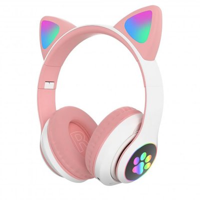 Бездротові навушники LED з котячими вушками CAT STN-28. Колір: рожевий 91643 фото