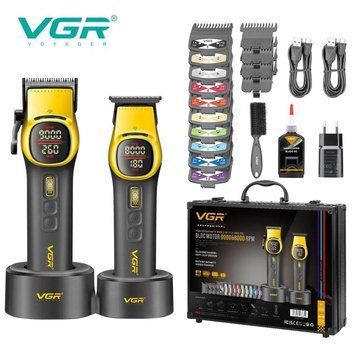 Комплект VGR 2 в 1 V-885 S2 GOLD, аккумуляторная машинка для стрижки и триммер 736776 фото