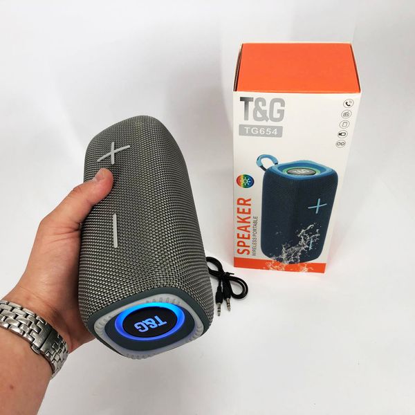 Портативная Bluetooth колонка TG654 8W с подсветкой, Беспроводная колонка портативная мощная. Цвет: серый 463635 фото