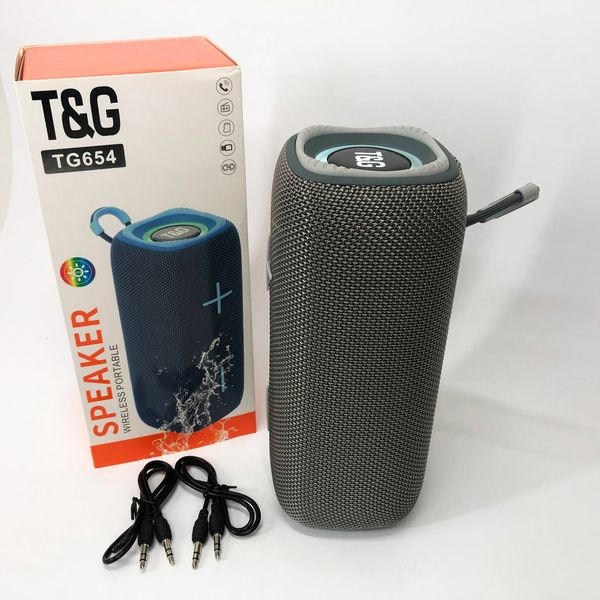 Портативна колонка Bluetooth TG654 8W з підсвічуванням, Бездротова колонка портативна потужна. Колір: сірий 463635 фото