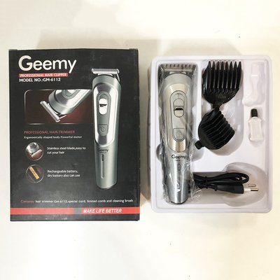 Бездротова машинка для стрижки волосся GEMEI GM-6112 акумуляторна, окантувальна машинка. Колір: сірий 12443 фото