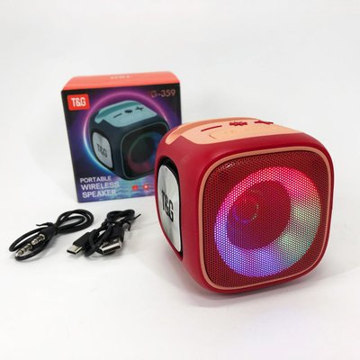 Портативная Bluetooth колонка TG359 7W с RGB подсветкой, Громкая блютуз колонка. Цвет: красный 466269 фото