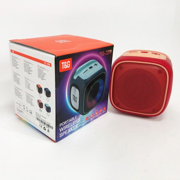 Портативна Bluetooth колонка TG359 7W з RGB підсвічуванням, Гучна блютуз колонка. Колір: червоний 466269 фото