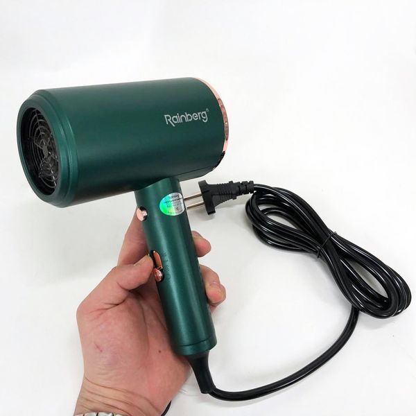 Фен Rainberg RB-2212 8800 W с регуляцией температуры и скорости для сушки и укладки волос. Цвет: зеленый 367505 фото