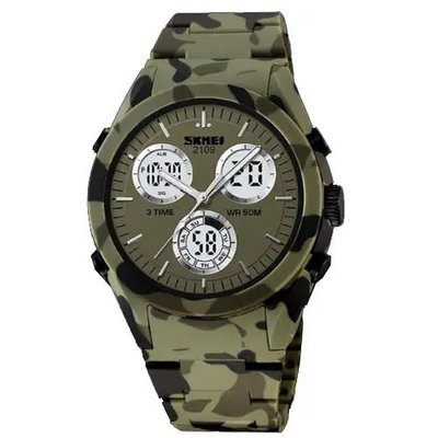 Годинник наручний чоловічий SKMEI 2109CMGN, оригінальний чоловічий годинник, військовий чоловічий наручний годинник зелений 424963 фото