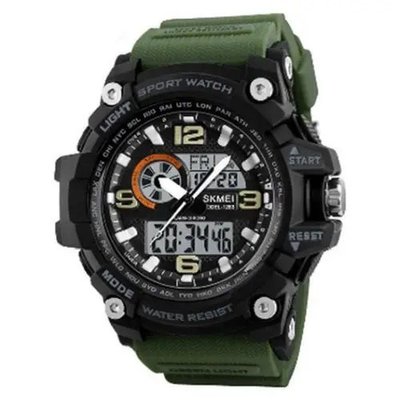 Часы наручные мужские SKMEI 1283AG ARMY GREEN, армейские часы противоударные. Цвет: зеленый 339838 фото