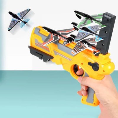 Дитячий іграшковий пістолет з літачками Air Battle катапульта з літаючими літаками (AB-1). Колір: жовтий 108066 фото