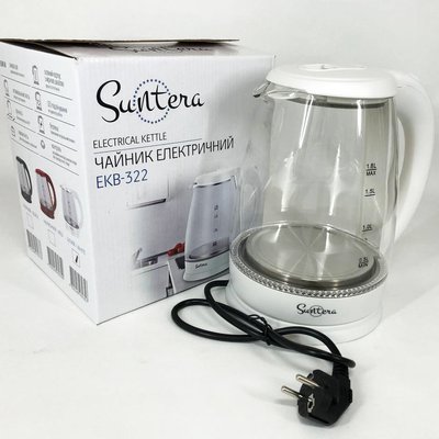 Електрочайник Suntera EKB-322W, чайники з підсвічуванням, гарний електричний чайник. Колір: білий 255344 фото