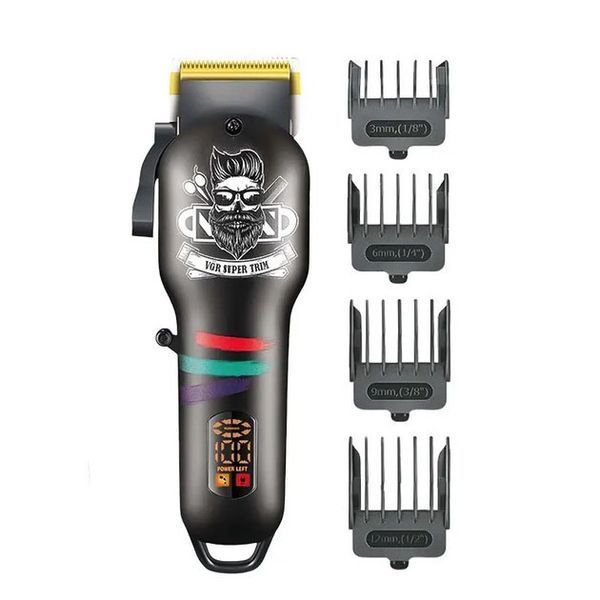 Машинка для стрижки волосся та бороди професійна VGR V-699 B з насадками та LED дисплеєм 481408 фото