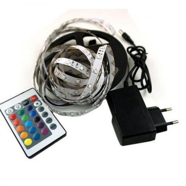 Світлодіодна стрічка SMD 5050 RGB LED 5 м IP65 з пультом та блоком живлення USB, 5м, Стрічка світлодіодна 5050 108081 фото