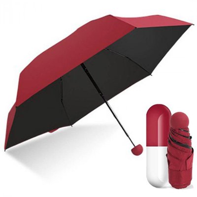Компактна парасолька в капсулі-футлярі Червона, маленька парасолька в капсулі. Колір червоний 222849 фото