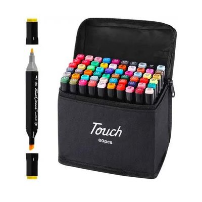 Набір маркерів скетч для малювання Touch 60 шт./уп. двосторонні професійні фломастери для художників 326985 фото