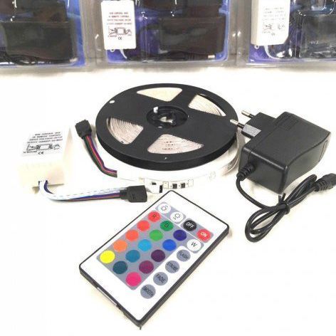 Светодиодная лента SMD 5050 RGB LED 2 м IP65 с пультом и блоком питания USB, 2м, Лента светодиодная 5050 311362 фото